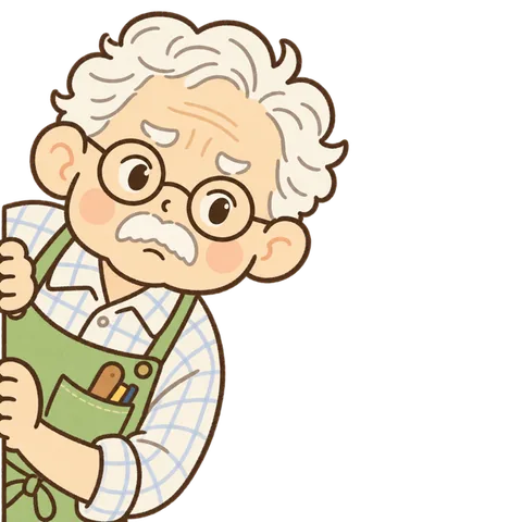 のぞき込むおじいちゃん